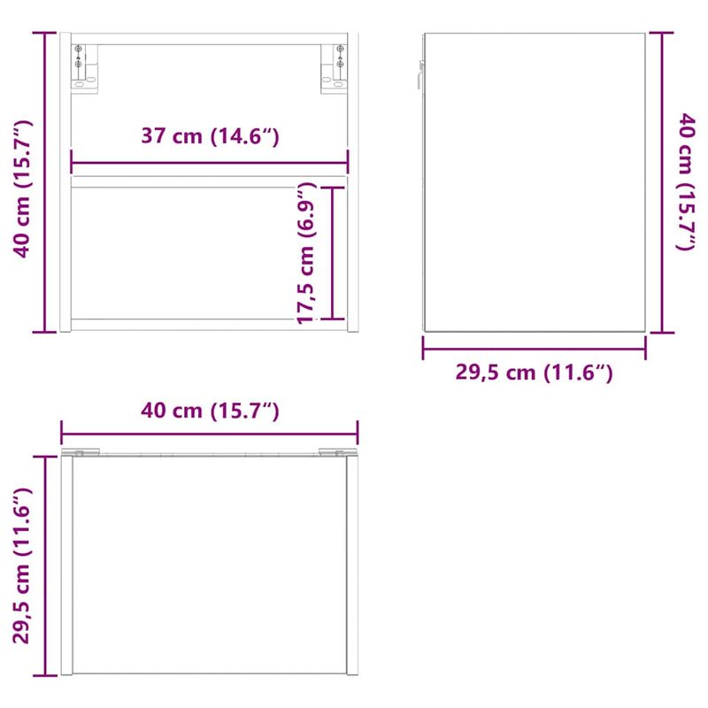 Casa si Gradina - Mobilier - Comode si corpuri - Corpuri bucatarie - Dulap suspendat cu raft Riga Stejar fumuriu 40 x 29,5 x 40 cm - Infinity.ro