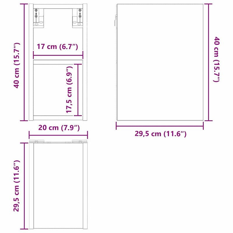 Casa si Gradina - Mobilier - Comode si corpuri - Corpuri bucatarie - Dulap suspendat cu raft Riga Stejar Negru 20 x 29,5 x 40 cm - Infinity.ro