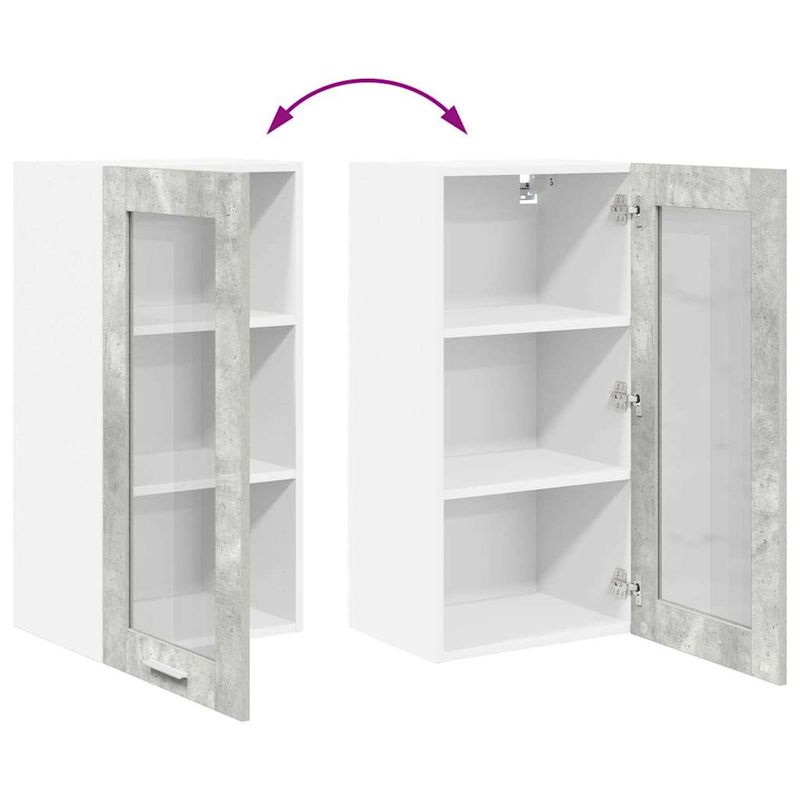 Casa si Gradina - Mobilier - Comode si corpuri - Corpuri bucatarie - Dulap suspendat cu usa Riga 2 pcs Gri din beton 40 x 31 x 80 cm - Infinity.ro