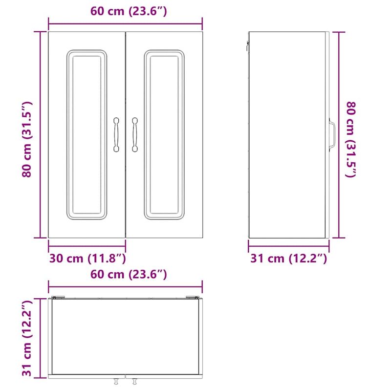 Casa si Gradina - Mobilier - Comode si corpuri - Corpuri bucatarie - Dulap suspendat de bucatarie Gri din beton 60 x 31 x 80 cm - Infinity.ro