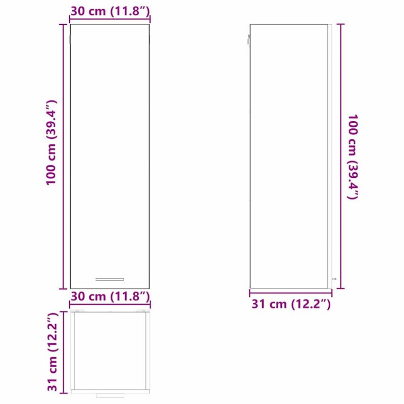 Casa si Gradina - Mobilier - Comode si corpuri - Corpuri bucatarie - Dulap suspendat cu raft Riga Alb 30 x 31 x 100 cm Lemn compozit - Infinity.ro