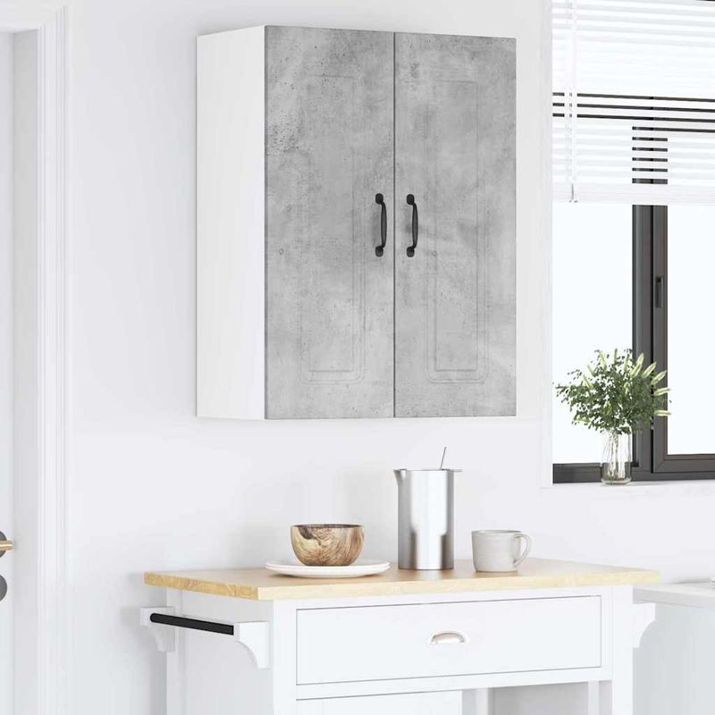 Casa si Gradina - Mobilier - Comode si corpuri - Corpuri bucatarie - Dulap suspendat de bucatarie cu raft cu usa 2 pcs Gri din beton - Infinity.ro