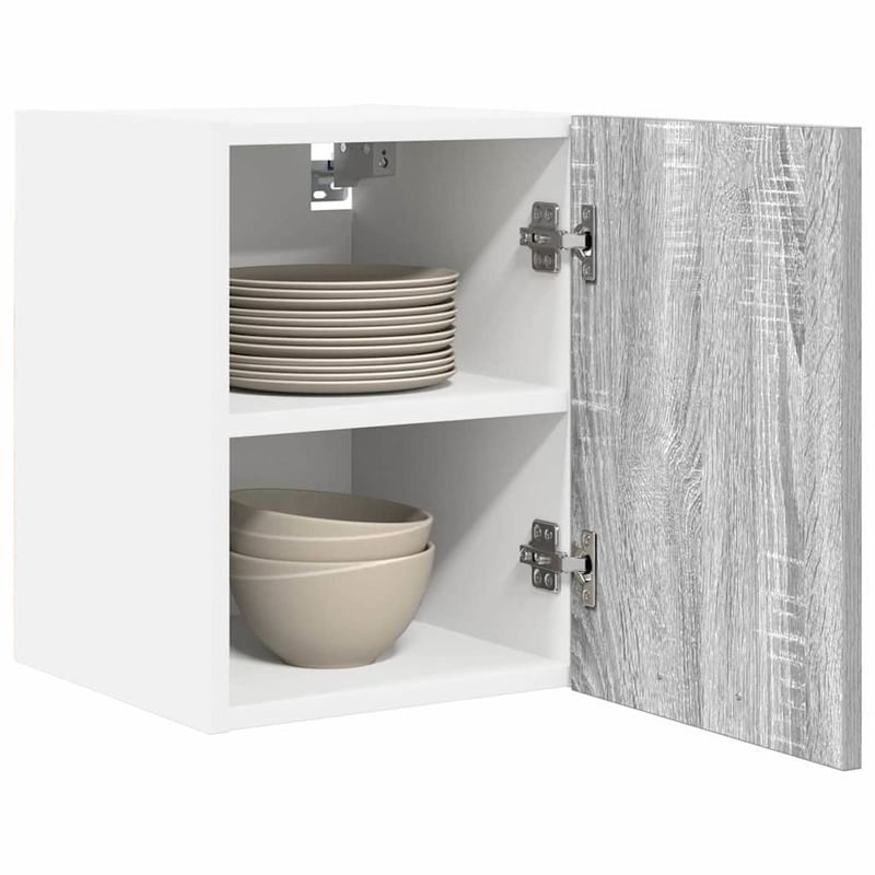 Casa si Gradina - Mobilier - Comode si corpuri - Corpuri bucatarie - Dulap suspendat cu raft Riga Gri Sonoma si Alb 30 x 31 x 40 cm - Infinity.ro