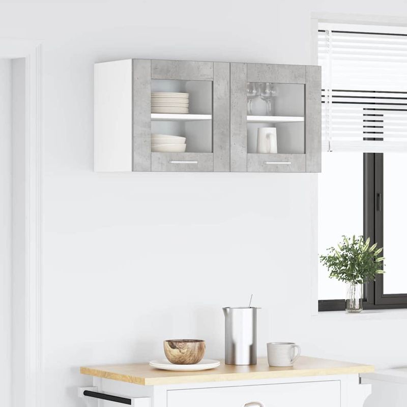 Casa si Gradina - Mobilier - Comode si corpuri - Corpuri bucatarie - Dulap suspendat cu raft Riga Gri din beton 40 x 31 x 40 cm - Infinity.ro