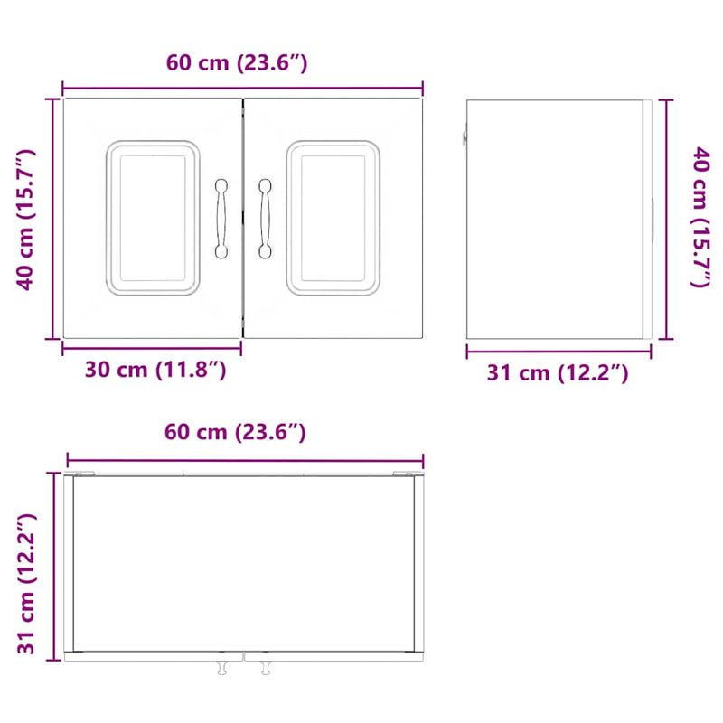 Casa si Gradina - Mobilier - Comode si corpuri - Corpuri bucatarie - Dulap suspendat de bucatarie Gri din beton 60 x 31 x 40 cm - Infinity.ro
