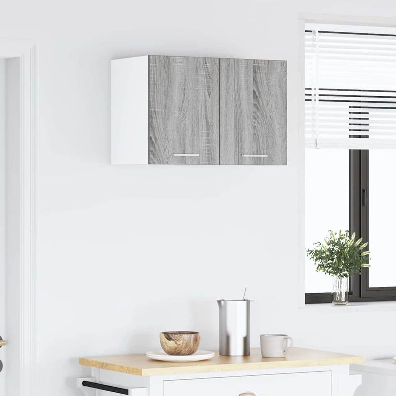 Casa si Gradina - Mobilier - Comode si corpuri - Corpuri bucatarie - Dulap suspendat cu raft Riga Gri Sonoma si Alb 30 x 31 x 40 cm - Infinity.ro