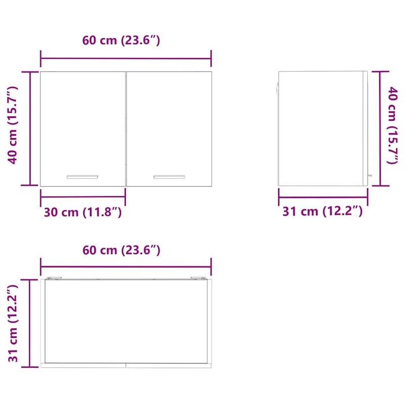 Casa si Gradina - Mobilier - Comode si corpuri - Corpuri bucatarie - Dulap suspendat Riga 2 pcs Stejar negru si Alb 60 x 31 x 40 cm - Infinity.ro