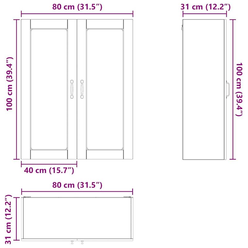 Casa si Gradina - Mobilier - Comode si corpuri - Corpuri bucatarie - Dulap suspendat de bucatarie Gri din beton 80 x 31 x 100 cm - Infinity.ro