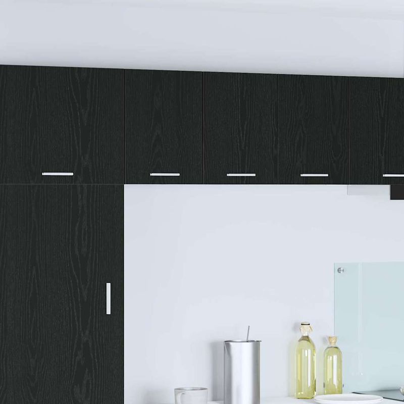 Casa si Gradina - Mobilier - Comode si corpuri - Corpuri bucatarie - Dulap suspendat cu usa Riga Stejar negru si Alb 30 x 31 x 40 cm - Infinity.ro