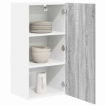 Casa si Gradina - Mobilier - Comode si corpuri - Corpuri bucatarie - Dulap suspendat cu raft Riga Gri Sonoma si Alb 40 x 31 x 80 cm - Infinity.ro