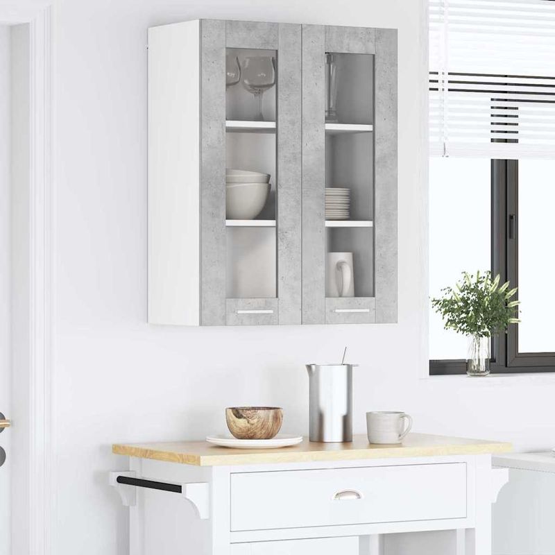 Casa si Gradina - Mobilier - Comode si corpuri - Corpuri bucatarie - Dulap suspendat cu raft Riga Gri din beton 60 x 31 x 80 cm - Infinity.ro