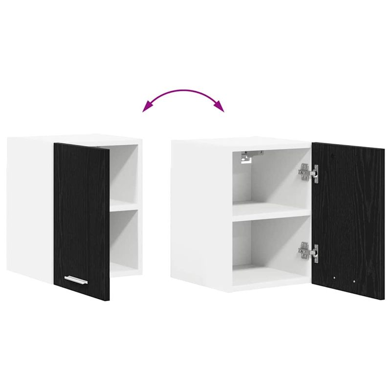 Casa si Gradina - Mobilier - Comode si corpuri - Corpuri bucatarie - Dulap suspendat cu usa Riga Stejar negru si Alb 30 x 31 x 40 cm - Infinity.ro