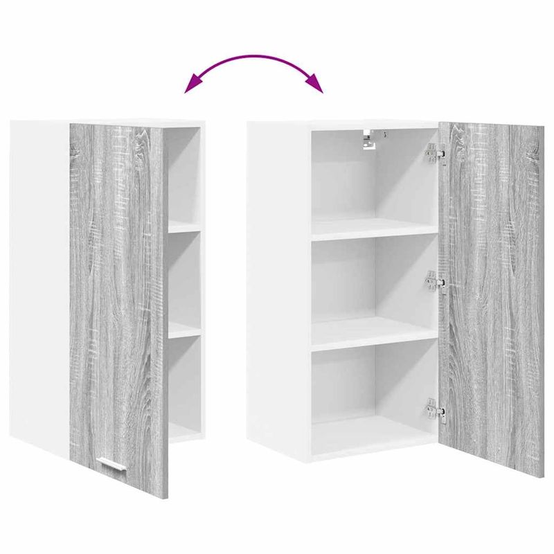 Casa si Gradina - Mobilier - Comode si corpuri - Corpuri bucatarie - Dulap suspendat cu raft Riga Gri Sonoma si Alb 40 x 31 x 80 cm - Infinity.ro