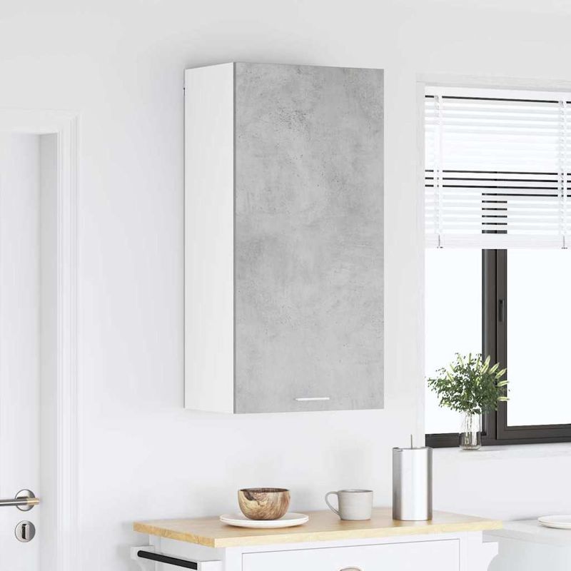 Casa si Gradina - Mobilier - Comode si corpuri - Corpuri bucatarie - Dulap suspendat cu raft Riga Gri beton si Alb 50 x 31 x 100 cm - Infinity.ro
