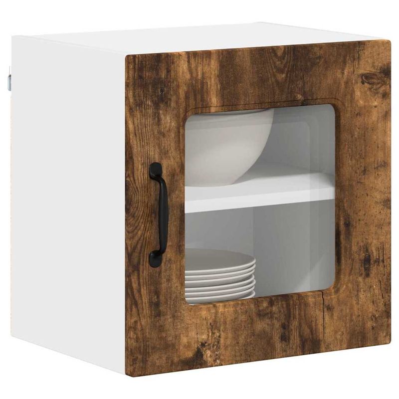 Casa si Gradina - Mobilier - Comode si corpuri - Corpuri bucatarie - Dulap suspendat de bucatarie cu raft 2 pcs Stejar fumuriu - Infinity.ro