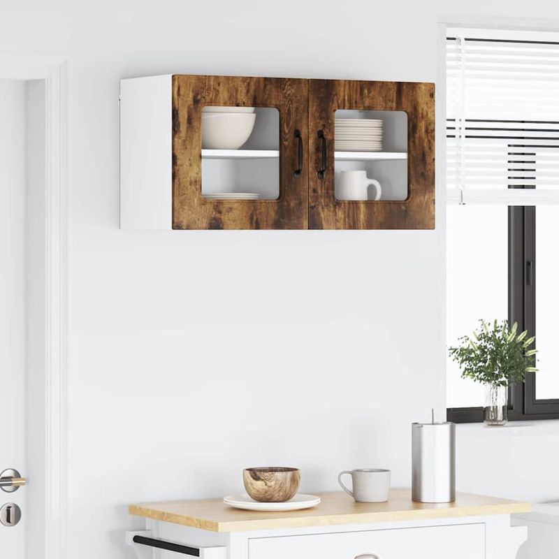 Casa si Gradina - Mobilier - Comode si corpuri - Corpuri bucatarie - Dulap suspendat de bucatarie cu raft 2 pcs Stejar fumuriu - Infinity.ro