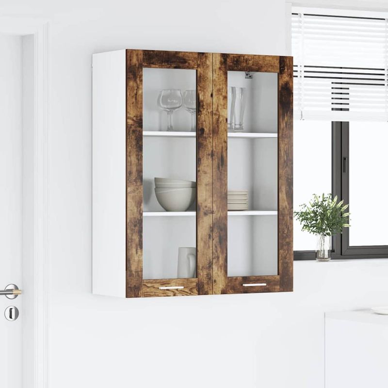 Casa si Gradina - Mobilier - Comode si corpuri - Corpuri bucatarie - Dulap suspendat cu raft Riga Stejar fumuriu 80 x 31 x 100 cm - Infinity.ro