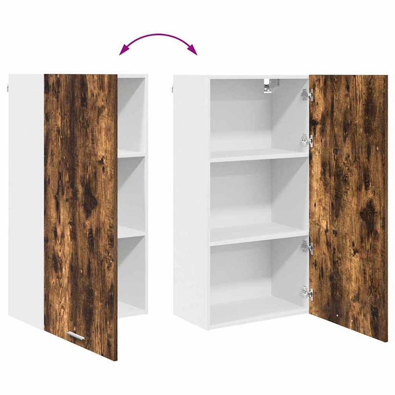 Casa si Gradina - Mobilier - Comode si corpuri - Corpuri bucatarie - Dulap suspendat Riga Stejar afumat si alb 50 x 31 x 100 cm - Infinity.ro
