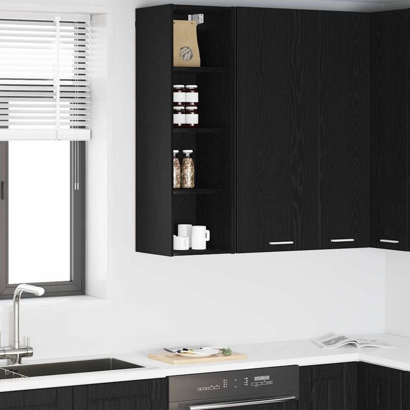 Casa si Gradina - Mobilier - Comode si corpuri - Corpuri bucatarie - Dulap suspendat cu raft Riga Stejar Negru 30 x 29,5 x 100 cm - Infinity.ro