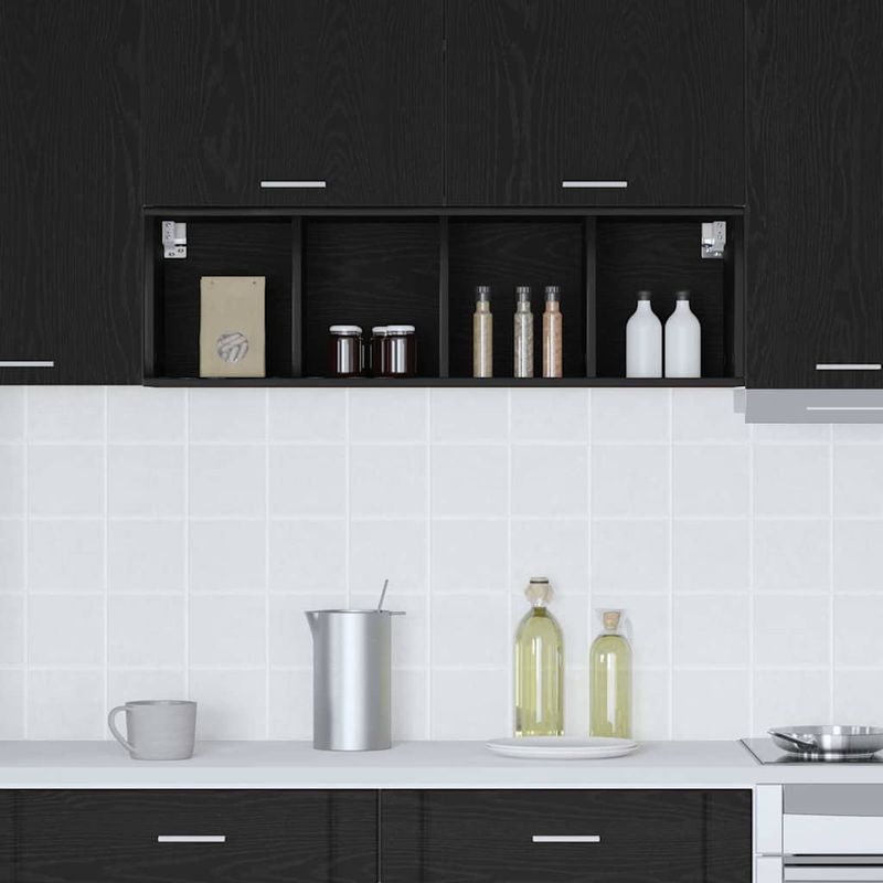 Casa si Gradina - Mobilier - Comode si corpuri - Corpuri bucatarie - Dulap suspendat cu raft Riga Stejar Negru 30 x 29,5 x 100 cm - Infinity.ro