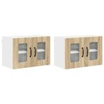 Casa si Gradina - Mobilier - Comode si corpuri - Corpuri bucatarie - Dulap suspendat de bucatarie cu raft cu usa 2 pcs Stejar Sonoma - Infinity.ro