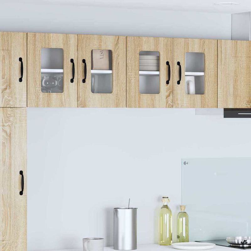 Casa si Gradina - Mobilier - Comode si corpuri - Corpuri bucatarie - Dulap suspendat de bucatarie cu raft cu usa 2 pcs Stejar Sonoma - Infinity.ro