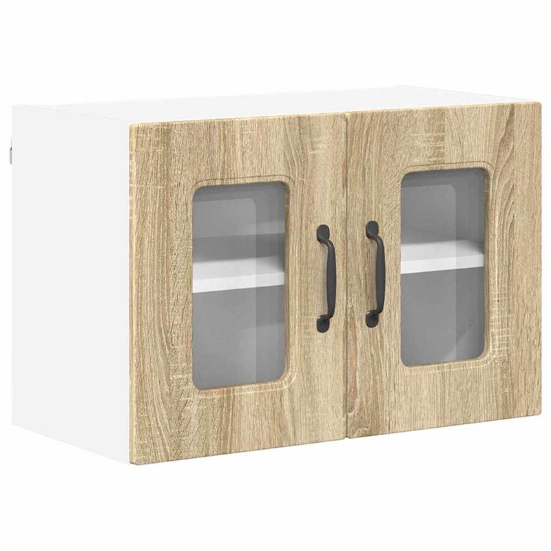 Casa si Gradina - Mobilier - Comode si corpuri - Corpuri bucatarie - Dulap suspendat de bucatarie cu raft cu usa 2 pcs Stejar Sonoma - Infinity.ro