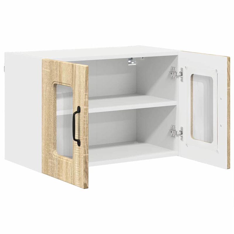 Casa si Gradina - Mobilier - Comode si corpuri - Corpuri bucatarie - Dulap suspendat de bucatarie cu raft cu usa 2 pcs Stejar Sonoma - Infinity.ro