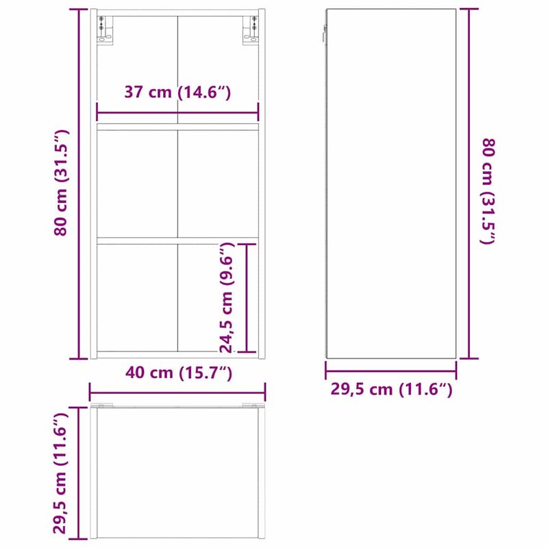 Casa si Gradina - Mobilier - Comode si corpuri - Corpuri bucatarie - Dulap suspendat Riga Alb 40 x 29,5 x 80 cm Lemn compozit - Infinity.ro