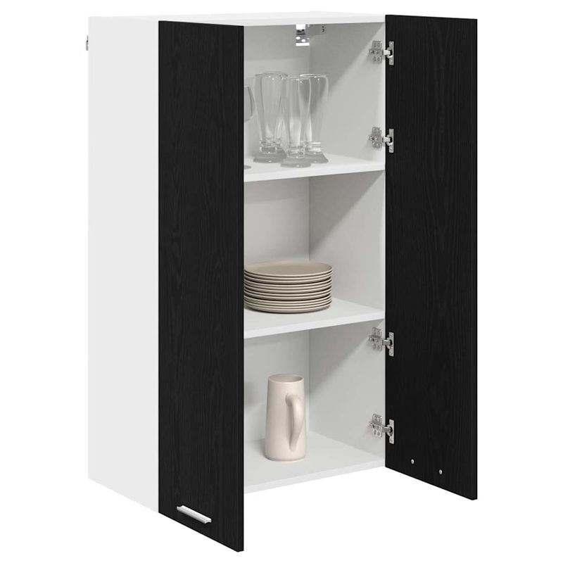 Casa si Gradina - Mobilier - Comode si corpuri - Corpuri bucatarie - Dulap suspendat cu raft Riga Stejar Negru 60 x 31 x 100 cm - Infinity.ro