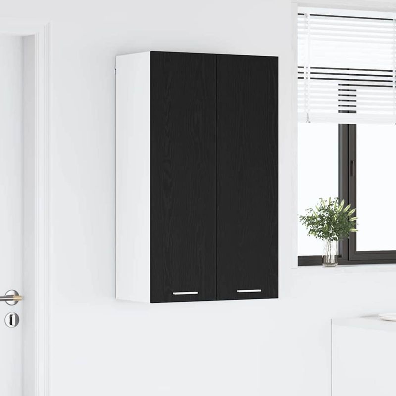 Casa si Gradina - Mobilier - Comode si corpuri - Corpuri bucatarie - Dulap suspendat cu raft Riga Stejar Negru 60 x 31 x 100 cm - Infinity.ro