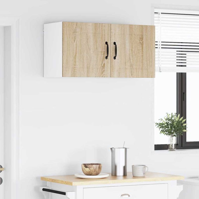 Casa si Gradina - Mobilier - Comode si corpuri - Corpuri bucatarie - Dulap suspendat de bucatarie cu raft 2 pcs Stejar Sonoma - Infinity.ro