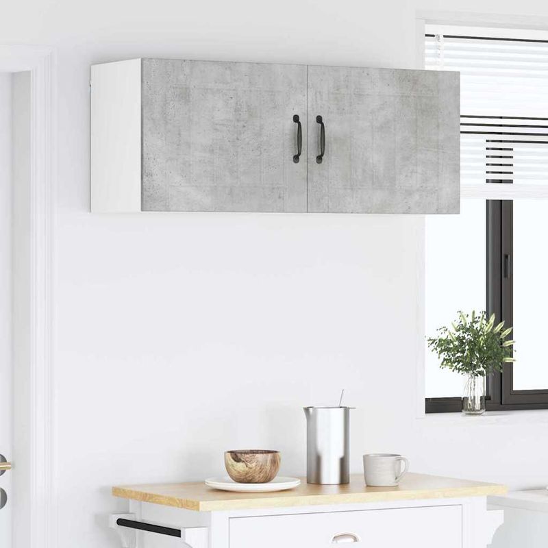 Casa si Gradina - Mobilier - Comode si corpuri - Corpuri bucatarie - Dulap suspendat de bucatarie cu raft 2 pcs Gri din beton - Infinity.ro