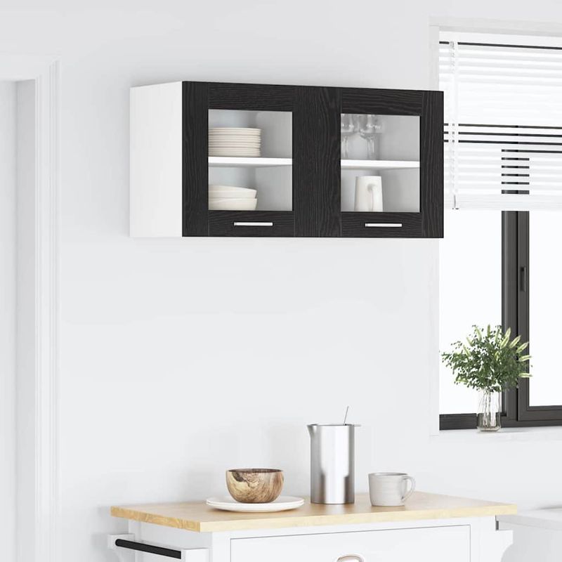 Casa si Gradina - Mobilier - Comode si corpuri - Corpuri bucatarie - Dulap suspendat cu raft Riga 2 pcs Stejar Negru 40 x 31 x 40 cm - Infinity.ro
