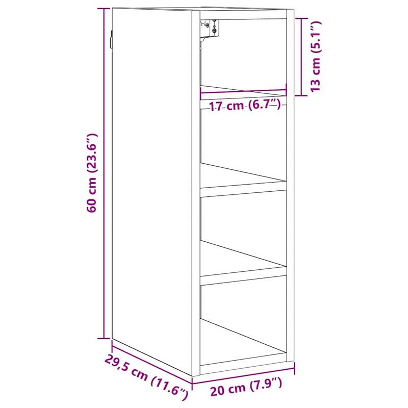 Casa si Gradina - Mobilier - Comode si corpuri - Corpuri bucatarie - Dulap suspendat cu raft Riga Stejar negru 20 x 29,5 x 60 cm - Infinity.ro