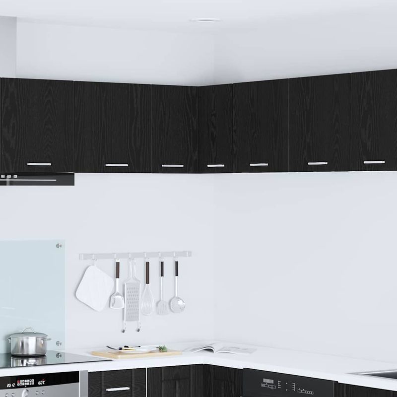 Casa si Gradina - Mobilier - Comode si corpuri - Corpuri bucatarie - Dulap suspendat Riga Stejar negru si Alb 57 x 57 x 40 cm - Infinity.ro