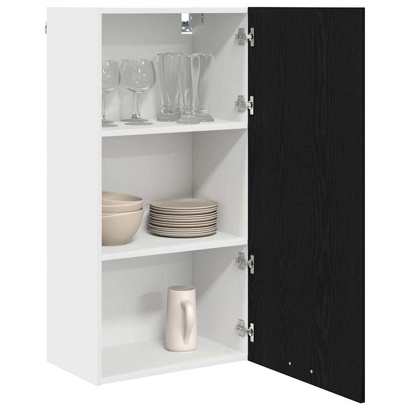 Casa si Gradina - Mobilier - Comode si corpuri - Corpuri bucatarie - Dulap suspendat Riga Stejar negru si Alb 50 x 31 x 100 cm - Infinity.ro
