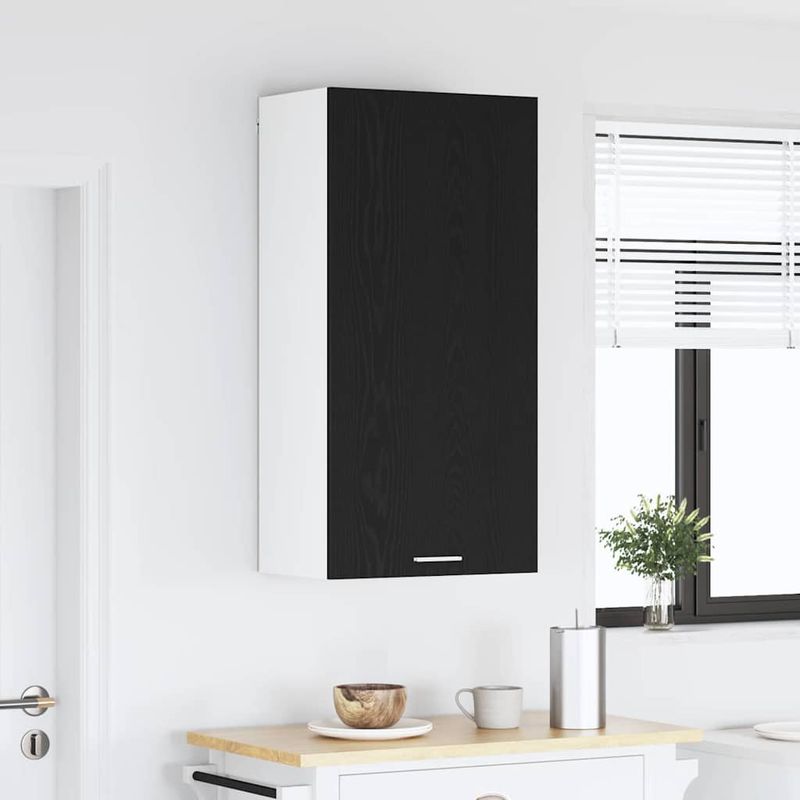 Casa si Gradina - Mobilier - Comode si corpuri - Corpuri bucatarie - Dulap suspendat Riga Stejar negru si Alb 50 x 31 x 100 cm - Infinity.ro