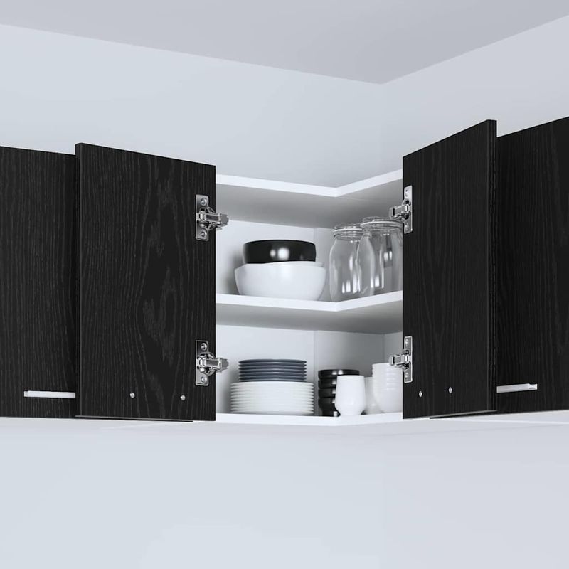 Casa si Gradina - Mobilier - Comode si corpuri - Corpuri bucatarie - Dulap suspendat Riga Stejar negru si Alb 57 x 57 x 40 cm - Infinity.ro