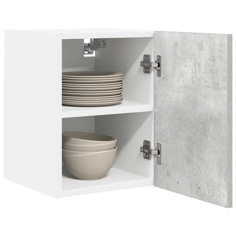 Casa si Gradina - Mobilier - Comode si corpuri - Corpuri bucatarie - Dulap suspendat cu raft Riga Gri beton si Alb 30 x 31 x 40 cm - Infinity.ro