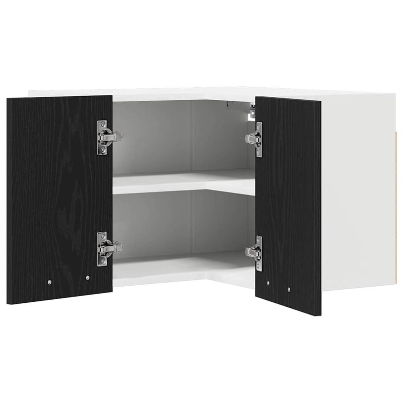Casa si Gradina - Mobilier - Comode si corpuri - Corpuri bucatarie - Dulap suspendat Riga Stejar negru si Alb 57 x 57 x 40 cm - Infinity.ro