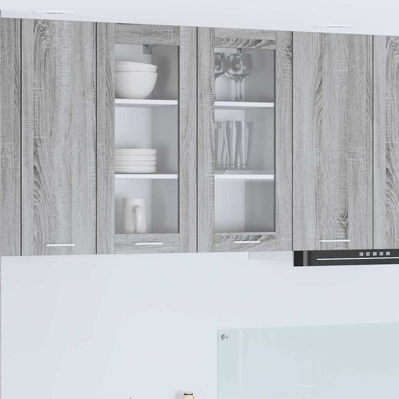 Casa si Gradina - Mobilier - Comode si corpuri - Corpuri bucatarie - Dulap suspendat cu raft Riga 2 pcs Gri Sonoma 40 x 31 x 80 cm - Infinity.ro
