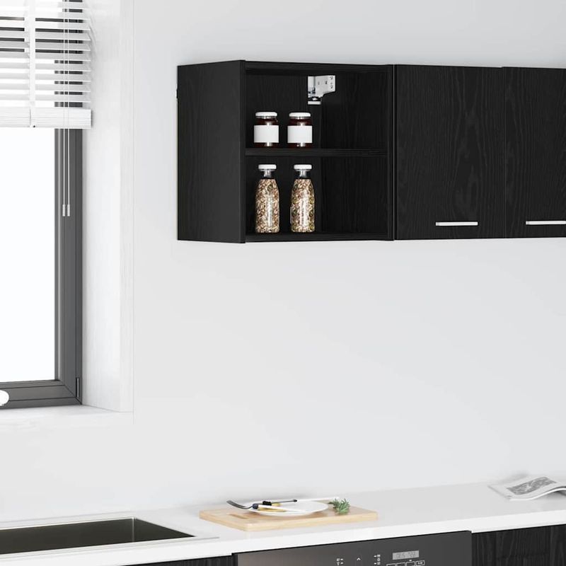 Casa si Gradina - Mobilier - Comode si corpuri - Corpuri bucatarie - Dulap suspendat cu raft Riga Stejar Negru 40 x 29,5 x 40 cm - Infinity.ro