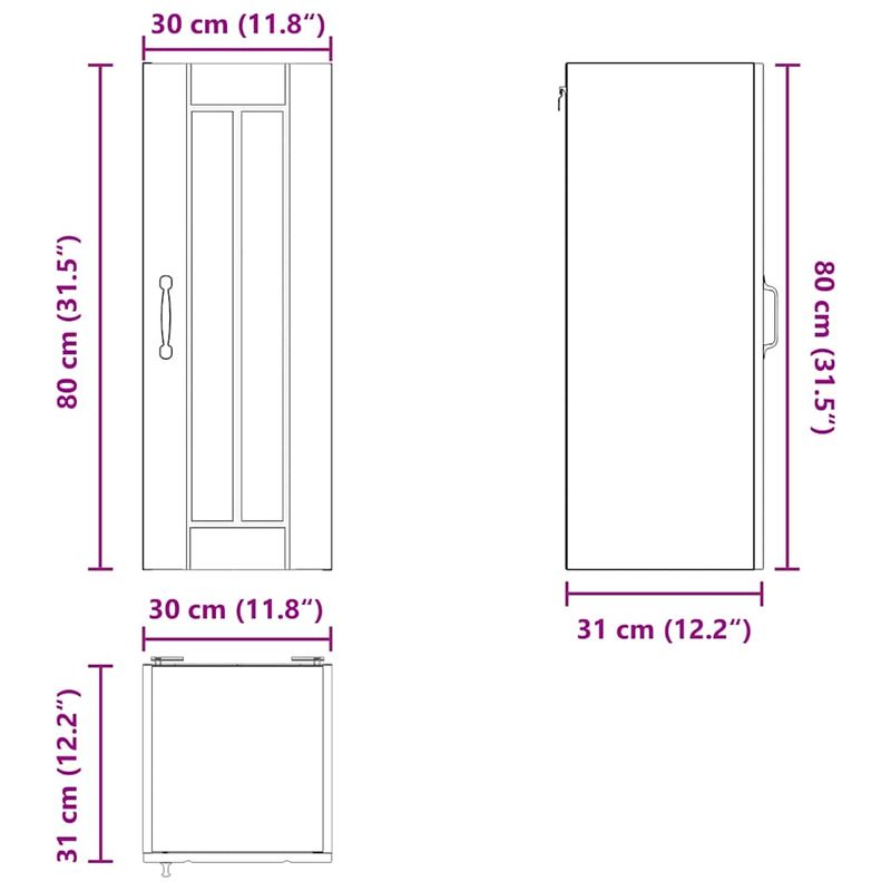 Casa si Gradina - Mobilier - Comode si corpuri - Corpuri bucatarie - Dulap suspendat de bucatarie cu raft Alb lucios 30 x 31 x 80 cm - Infinity.ro