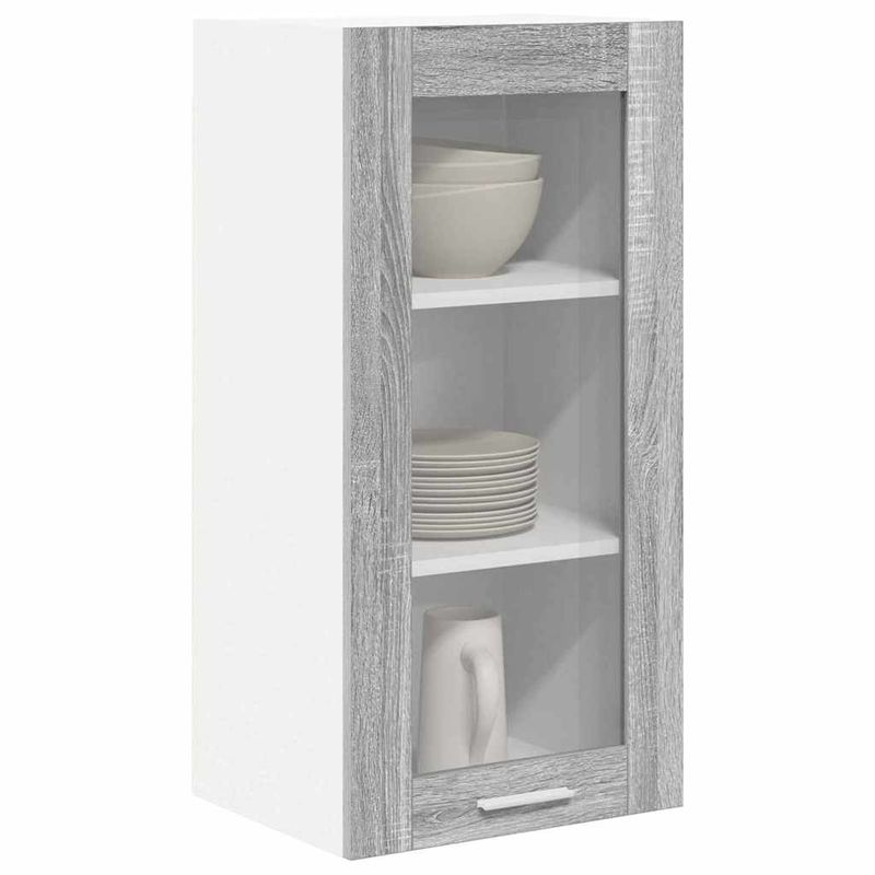 Casa si Gradina - Mobilier - Comode si corpuri - Corpuri bucatarie - Dulap suspendat cu raft Riga 2 pcs Gri Sonoma 40 x 31 x 80 cm - Infinity.ro