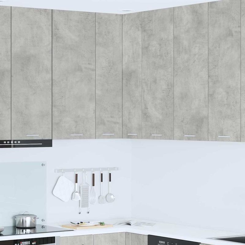 Casa si Gradina - Mobilier - Comode si corpuri - Corpuri bucatarie - Dulap suspendat cu raft Riga Gri beton si Alb 57 x 57 x 100 cm - Infinity.ro