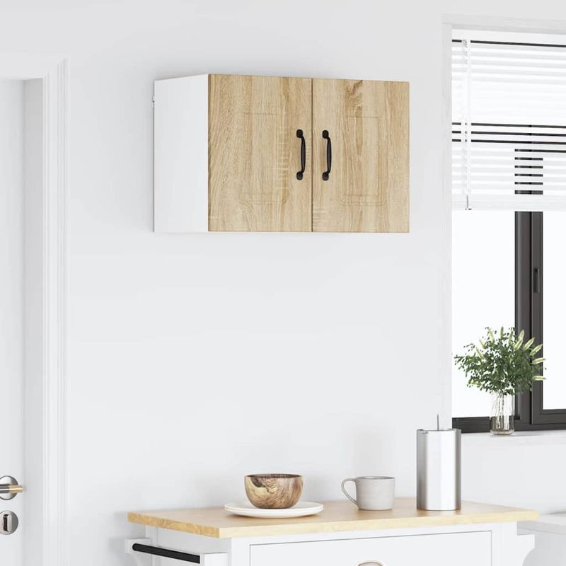 Casa si Gradina - Mobilier - Comode si corpuri - Corpuri bucatarie - Dulap suspendat de bucatarie cu raft cu usa 2 pcs Stejar Sonoma - Infinity.ro