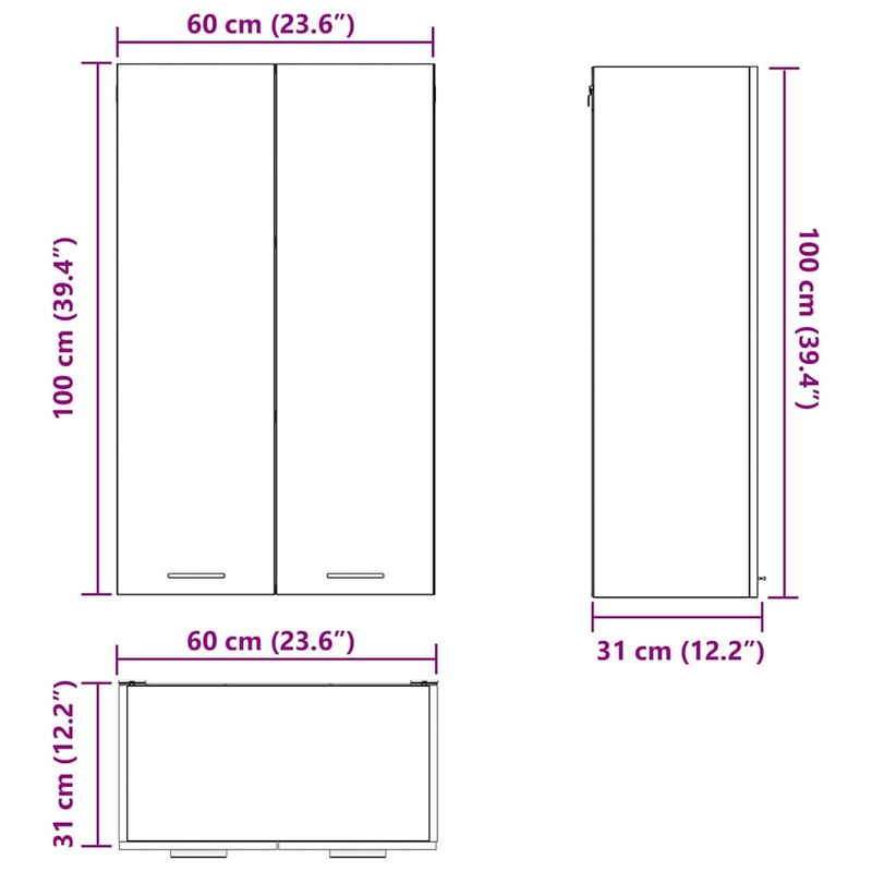 Casa si Gradina - Mobilier - Comode si corpuri - Corpuri bucatarie - Dulap suspendat cu raft Riga Stejar fumuriu 60 x 31 x 100 cm - Infinity.ro