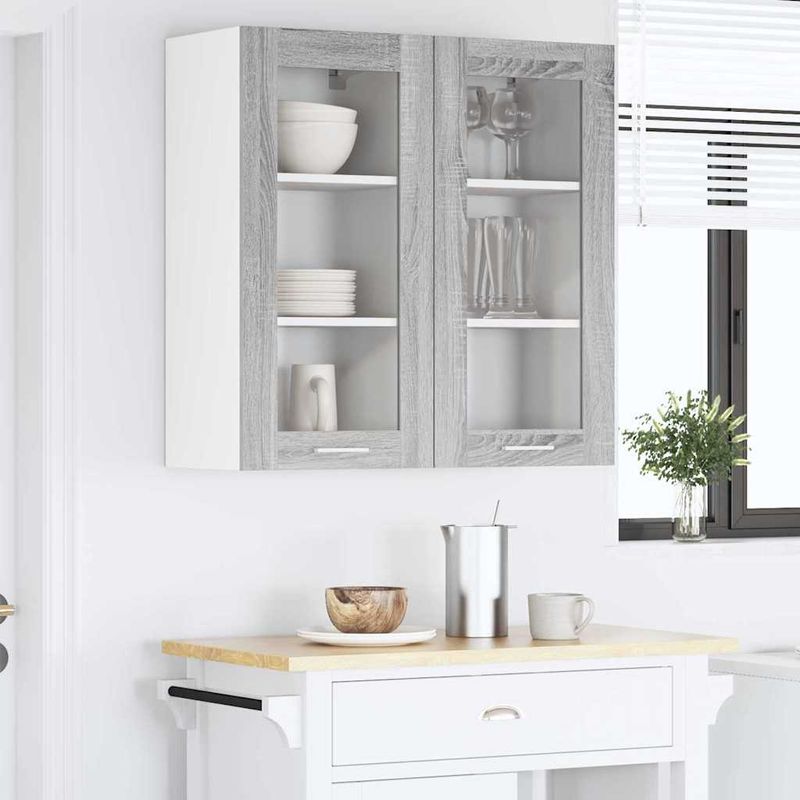 Casa si Gradina - Mobilier - Comode si corpuri - Corpuri bucatarie - Dulap suspendat cu raft Riga 2 pcs Gri Sonoma 40 x 31 x 80 cm - Infinity.ro