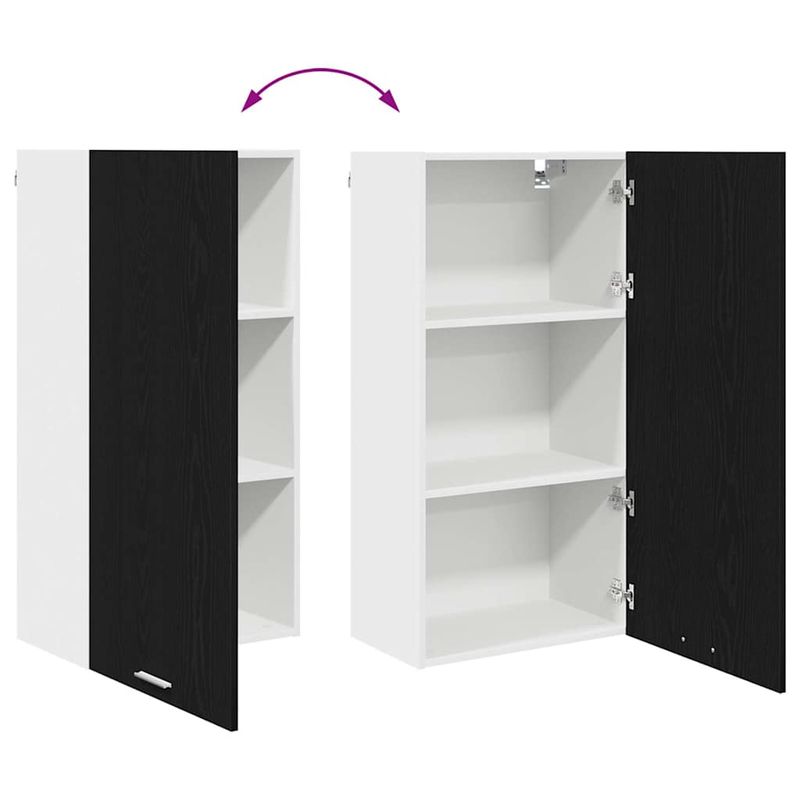 Casa si Gradina - Mobilier - Comode si corpuri - Corpuri bucatarie - Dulap suspendat Riga Stejar negru si Alb 50 x 31 x 100 cm - Infinity.ro